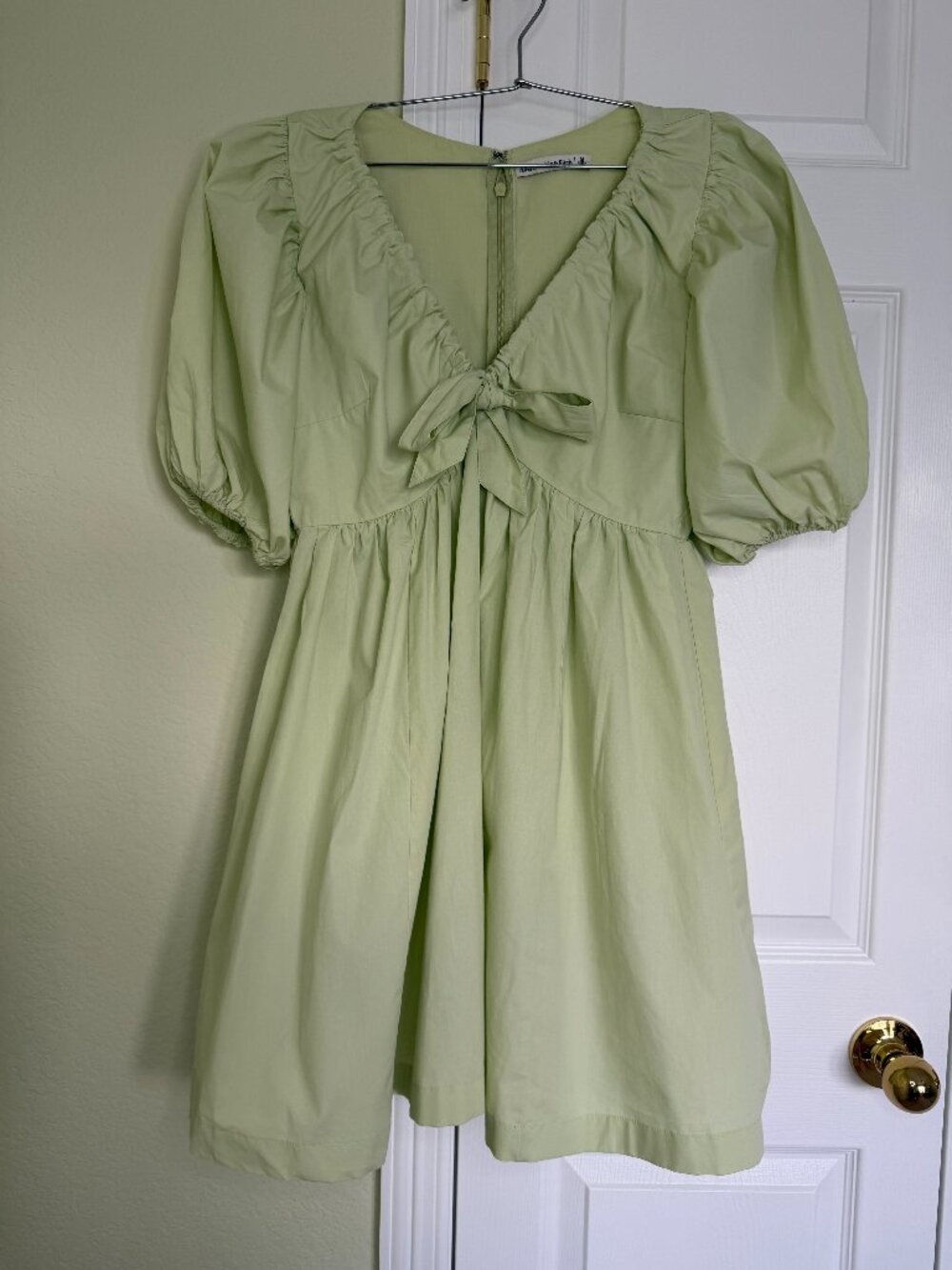 Abercrombie & Fitch Light Green Puff Sleeve Mini Dress | Size M